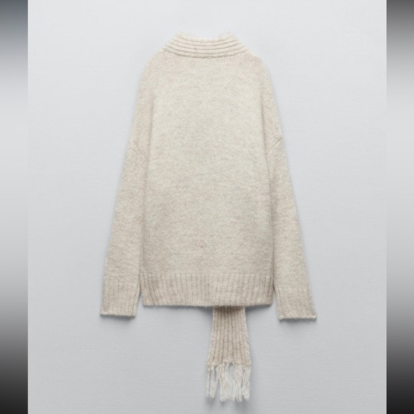 Women Zara Knit Sweater With Scarf Size Small - Picture 6 of 9
